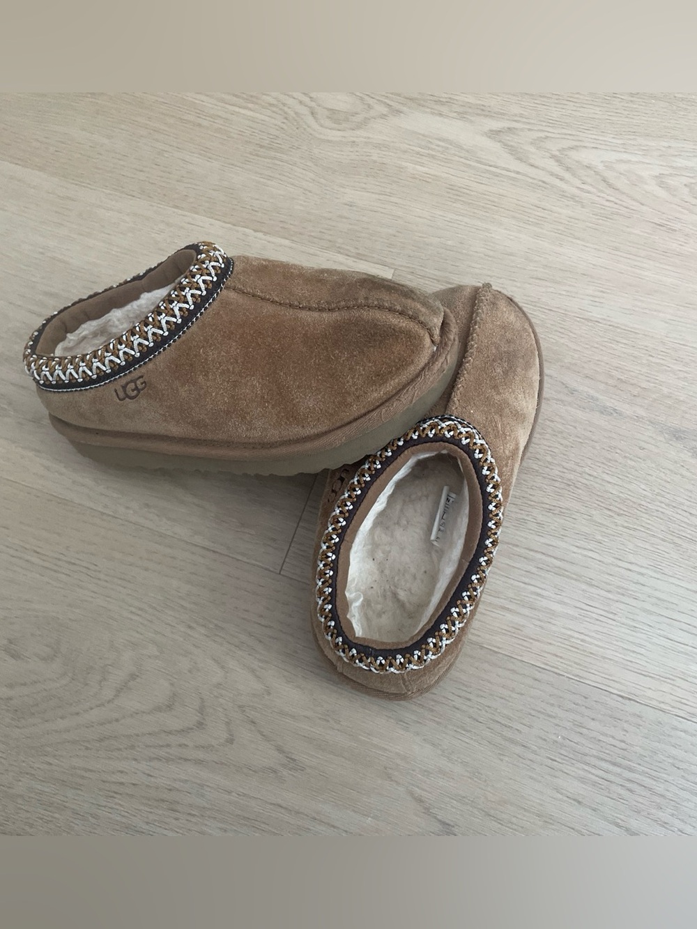 UGG Chestnut Brown Suede Shearling-Lined Kids Slip-On Boots